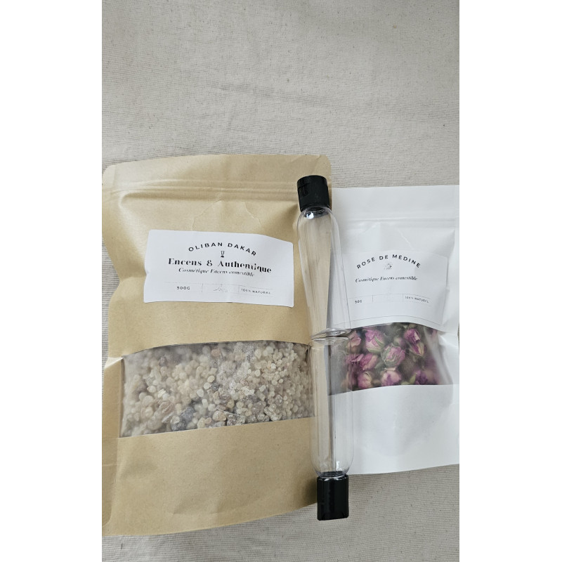 pack  Bain 500 GR Encens Oliban Dakar + 2 Distributeur+  50 gr rose de