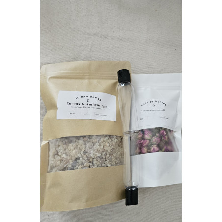 pack  Bain 500 GR Encens Oliban Dakar + 2 Distributeur+  50 gr rose de