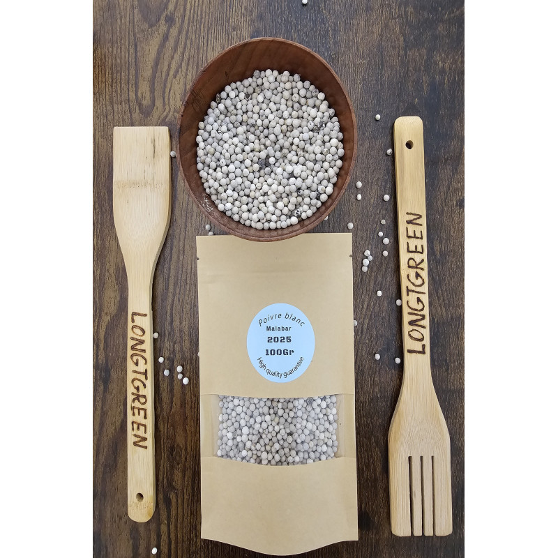 Poivre Blanc de Malabar 100g 🌿 | Saveur Rare & Bienfaits Digestifs 🌶